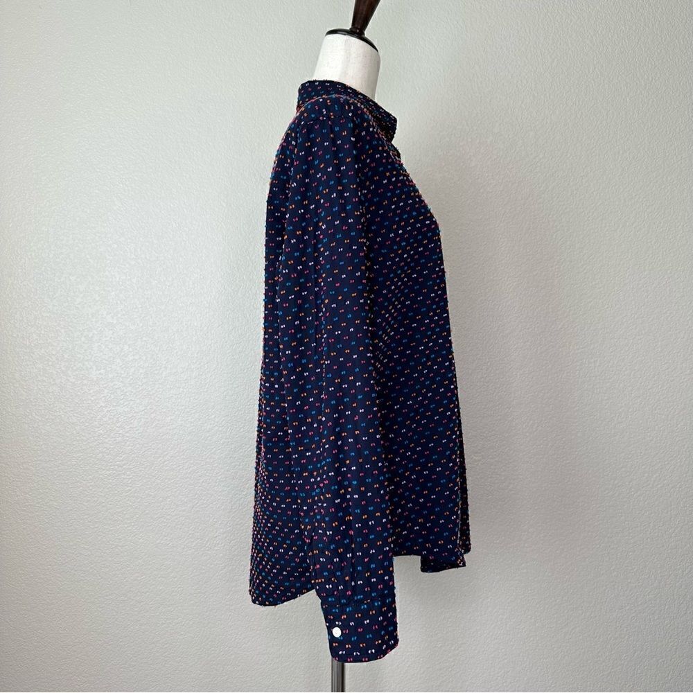 Gap Navy Blue Split Dot Button Down Women’s Perfe… - image 6
